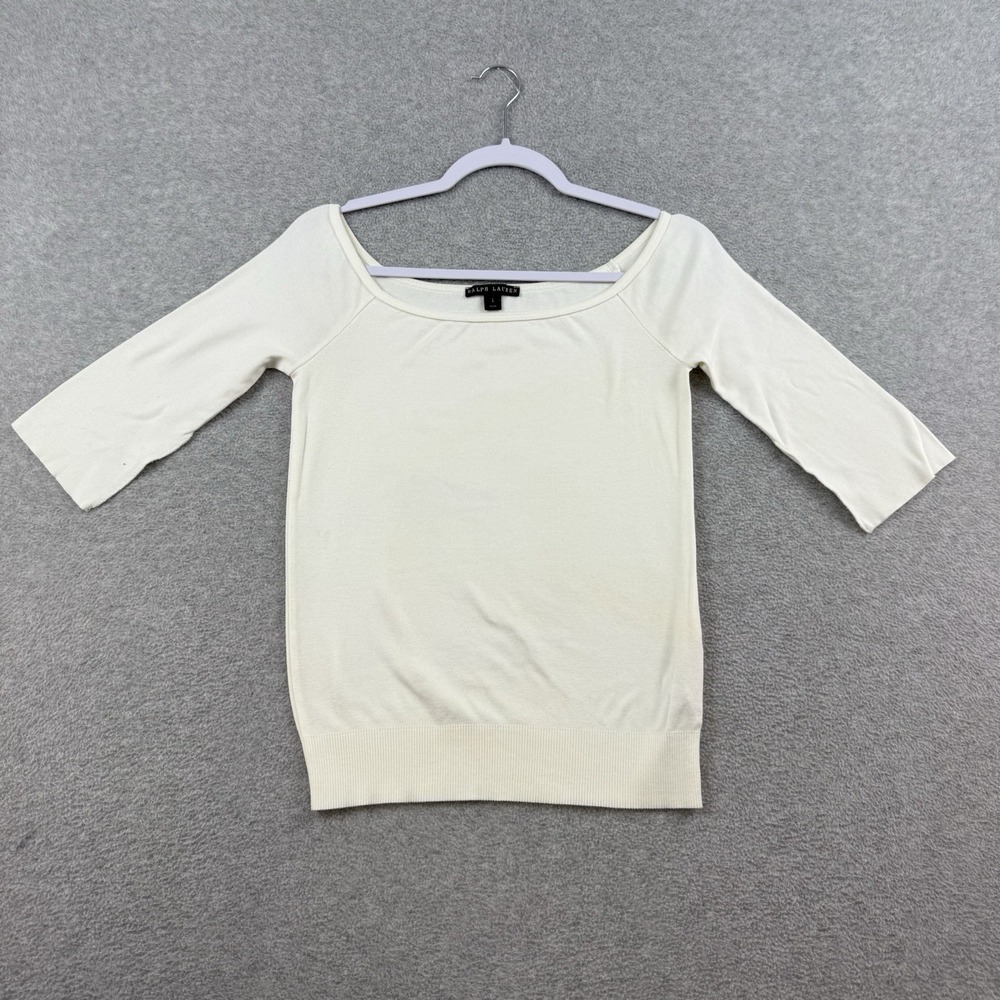 Vintage‎ 90s Ralph Lauren Black Label Long Sleeve Off Shoulder White Top Shirt